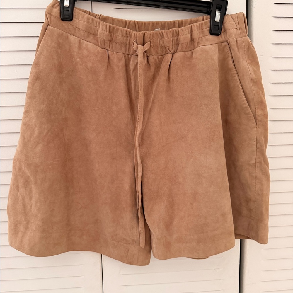 Victoria Beckham Tan Suede Shorts